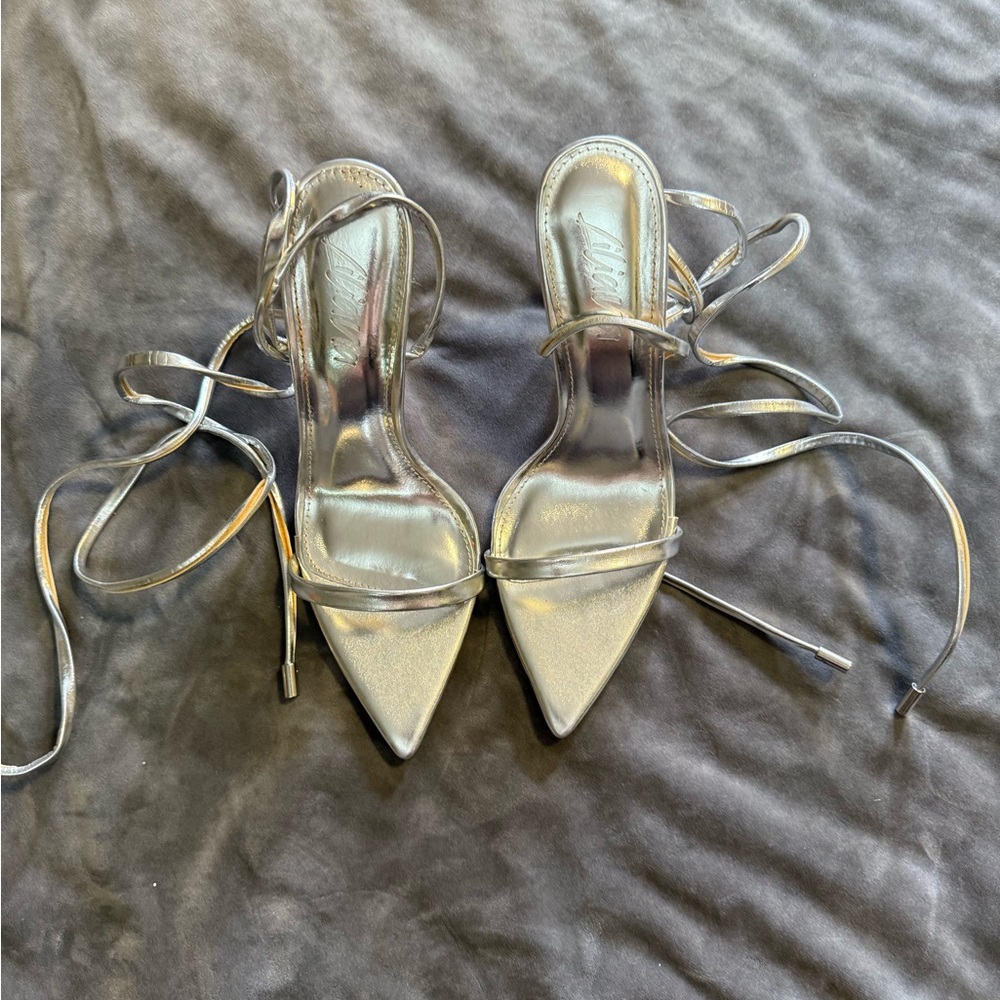 Elegant Silver Strappy Heels